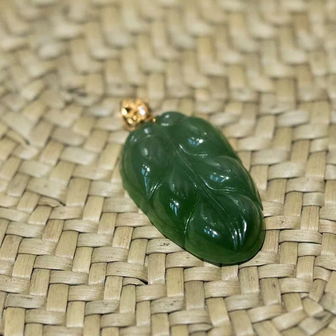 【就在南阳】18k金和田玉碧玉吊坠92759118央央好物珠宝馆