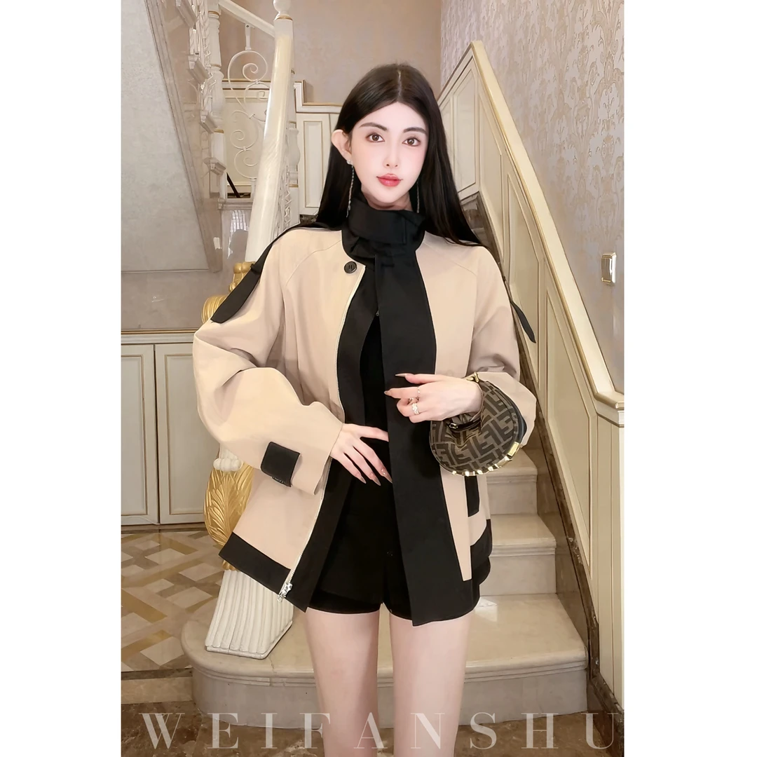WEIFANSHU/魏凡舒【时空秘境】早春新款小个子高级感撞色风衣外套