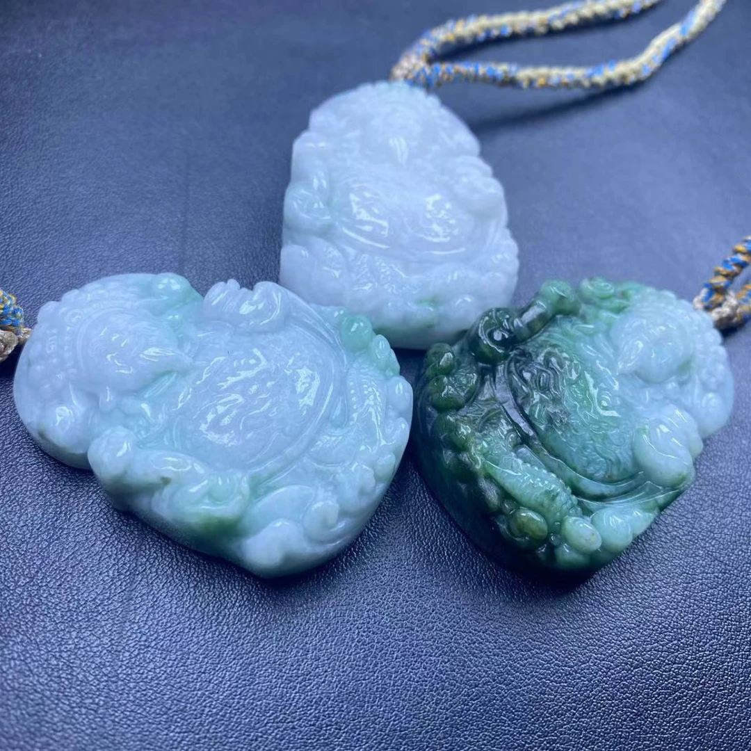 E7天然翡翠A货财神宝石吊坠(多样性发货拍一发一)
