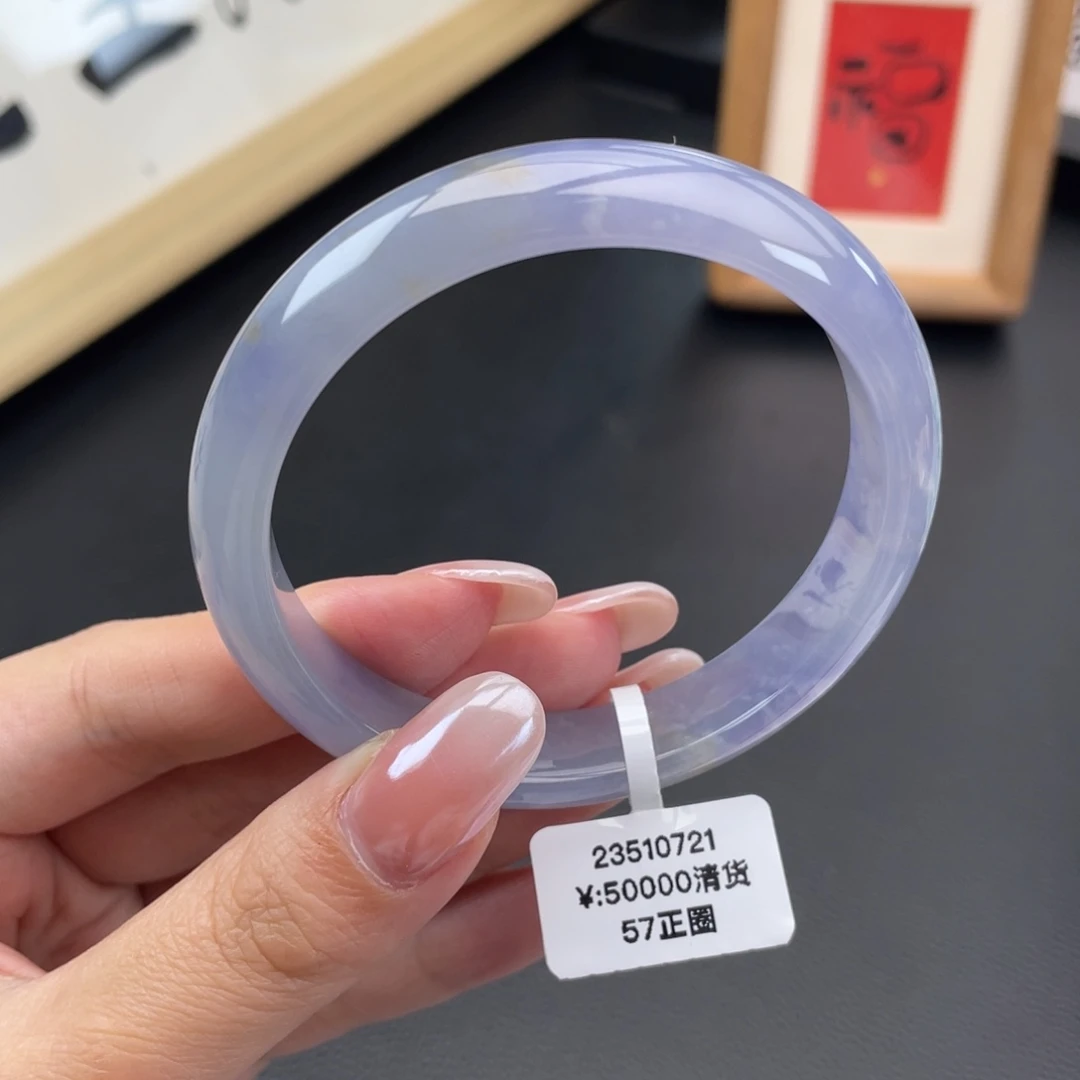 翡翠未镶嵌手镯回流正圈57满色