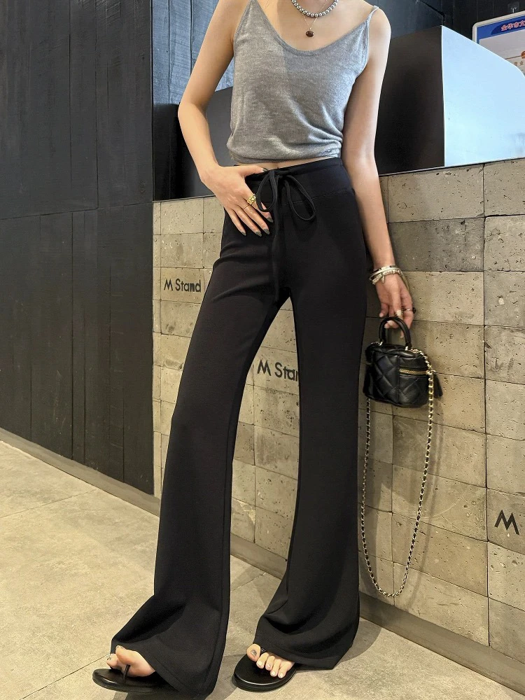 微喇叭运动裤女2025秋季新款轻薄透气美式瑜伽裤垂感显瘦弹力卫裤