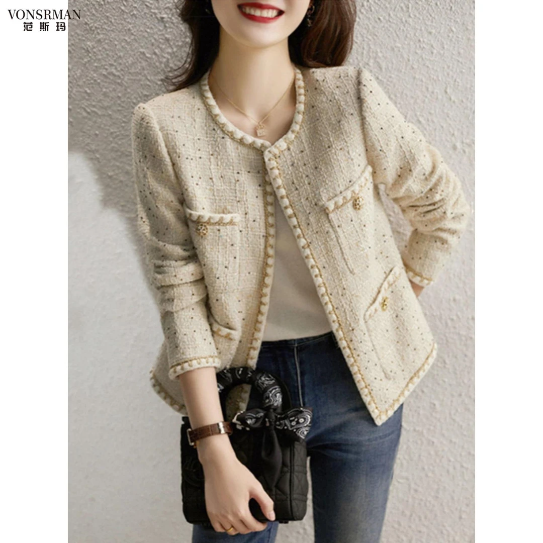 2025时尚高端感2025新款雅致淑女西式小个子短开衫秋季外套高级感