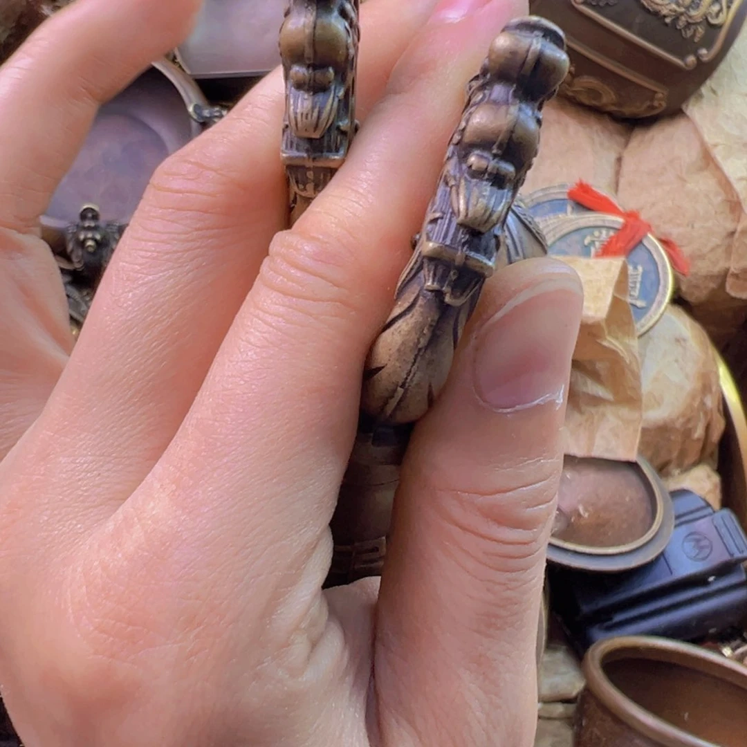 原矿风磨铜龙头葫芦一对