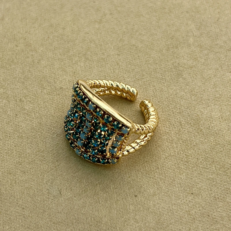 铜合金仿水晶戒指 欧美精致时尚质感开口戒指 【20334】