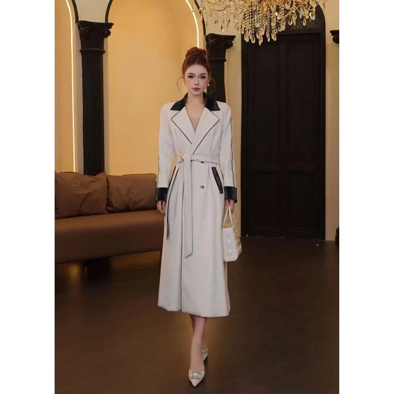 【有里布】【送腰带】森系气质常规过膝长款西装领风衣春秋QY0091