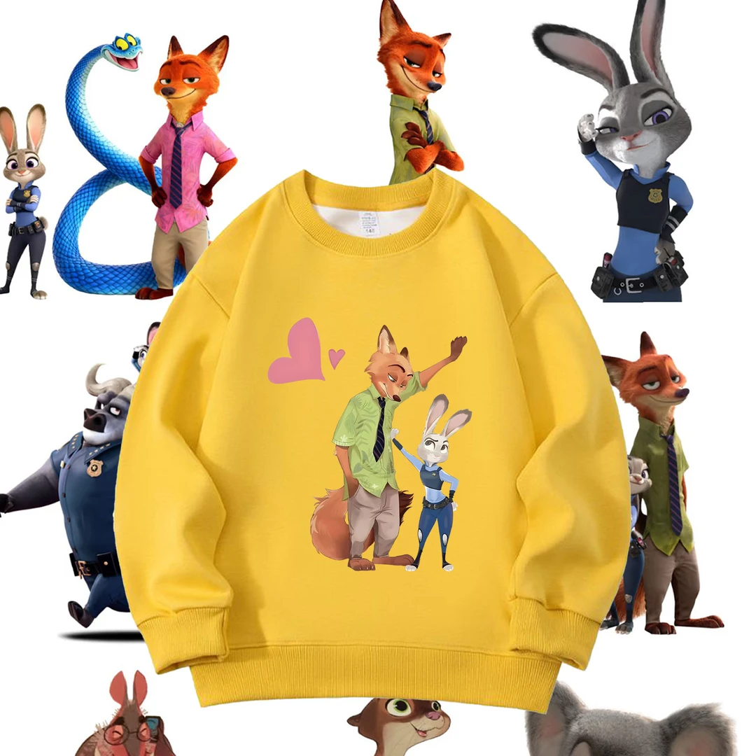 童装反季秋冬季新款加绒圆领卫衣儿童宝宝卡通疯狂动物城百搭上衣