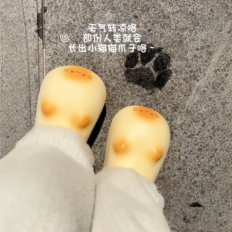 2025新款小猫棉拖鞋女秋冬季可爱卡通居家厚底增高不滑防水保暖LY