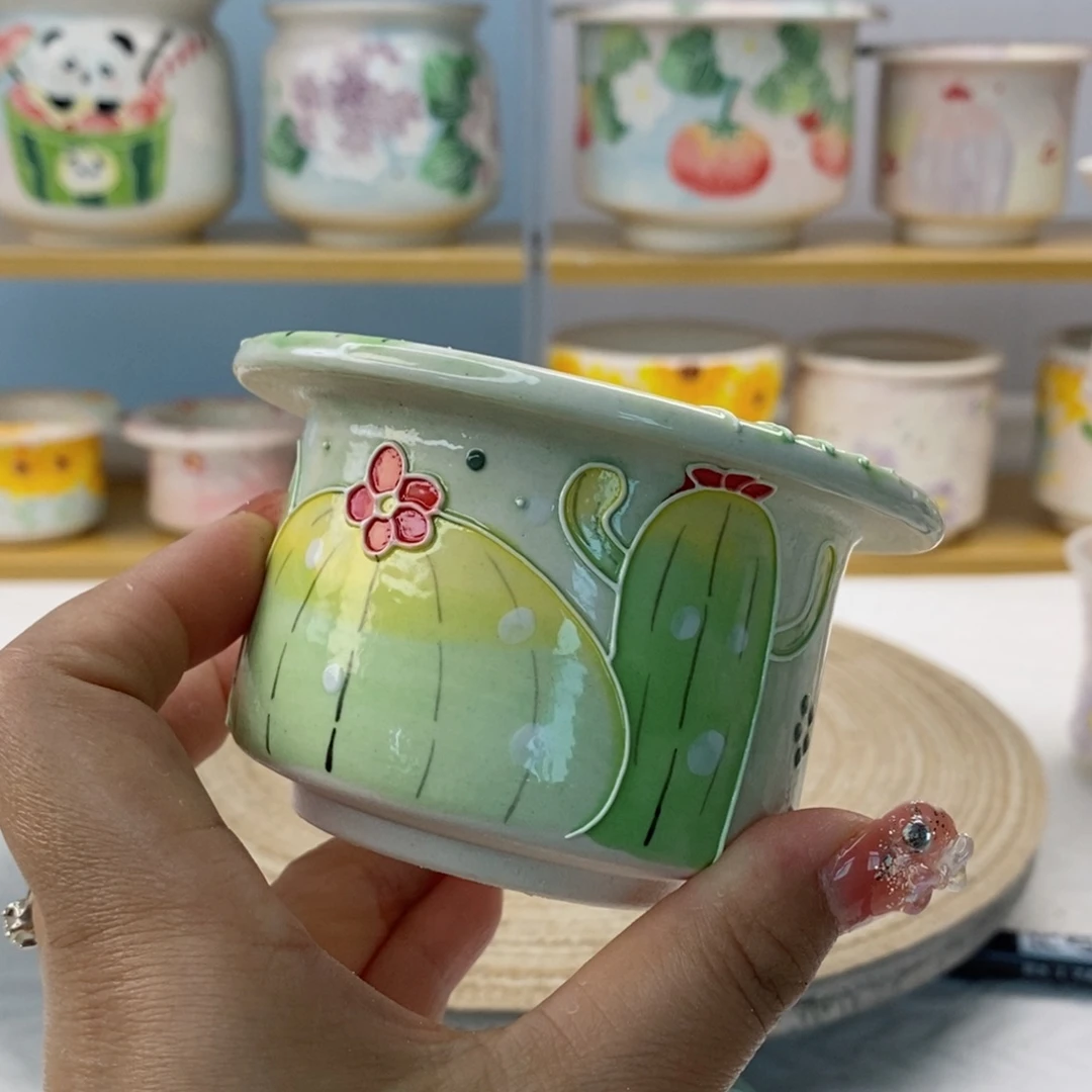 手绘手工制作陶瓷15花盆