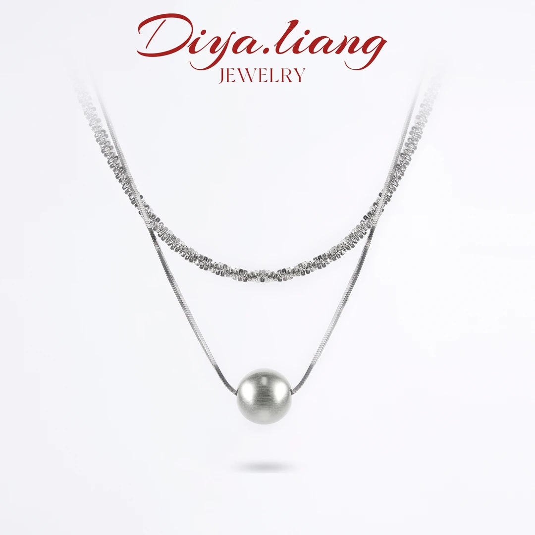 坠链均925银 梁雅帝新品【双层人鱼车花Plus】时尚百搭气质纯银项链