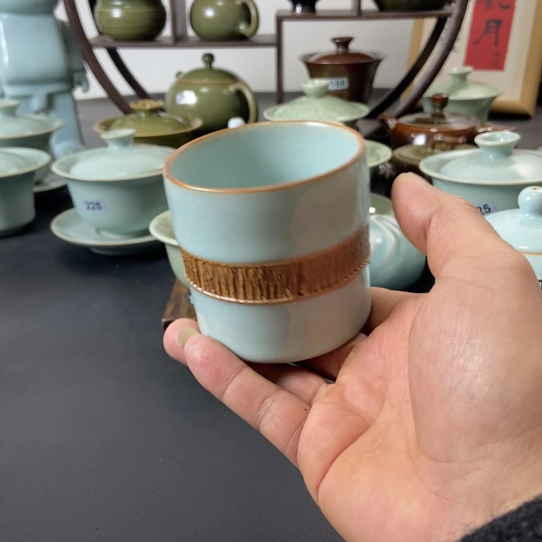 天青釉重工扳指杯