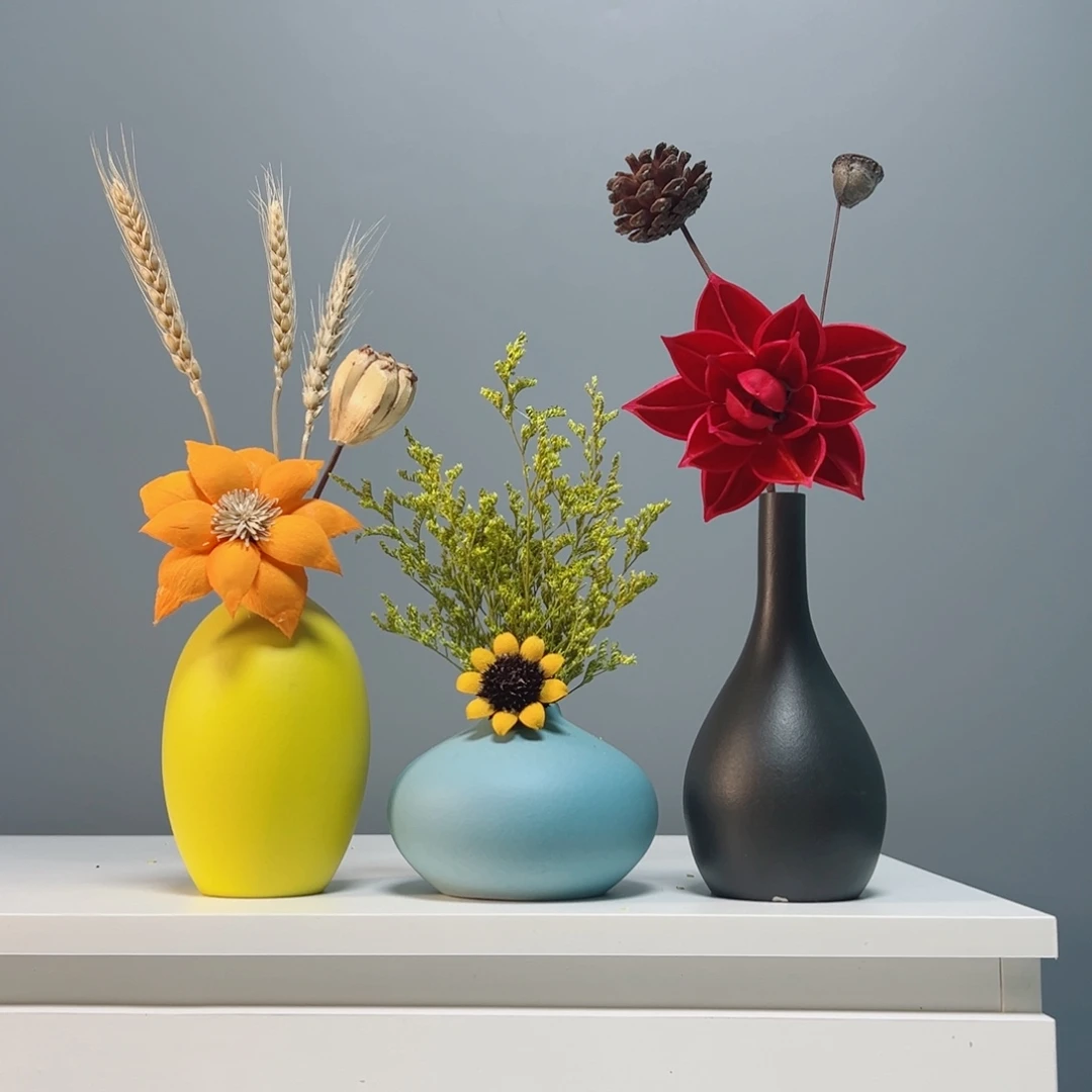 摆件景德镇手作陶瓷花瓶摆件无孔