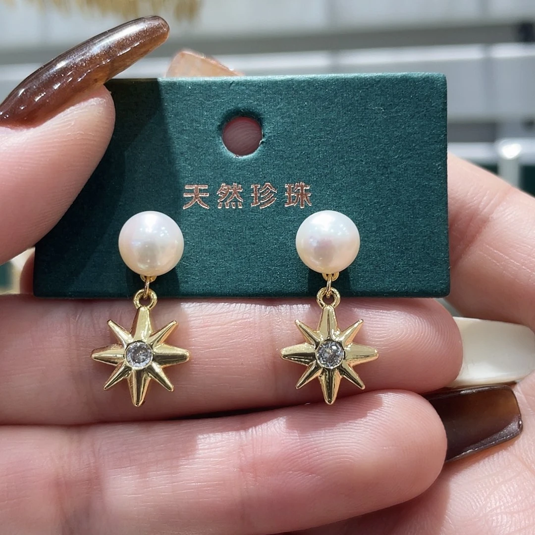 淡水珍珠耳饰银S925镶嵌