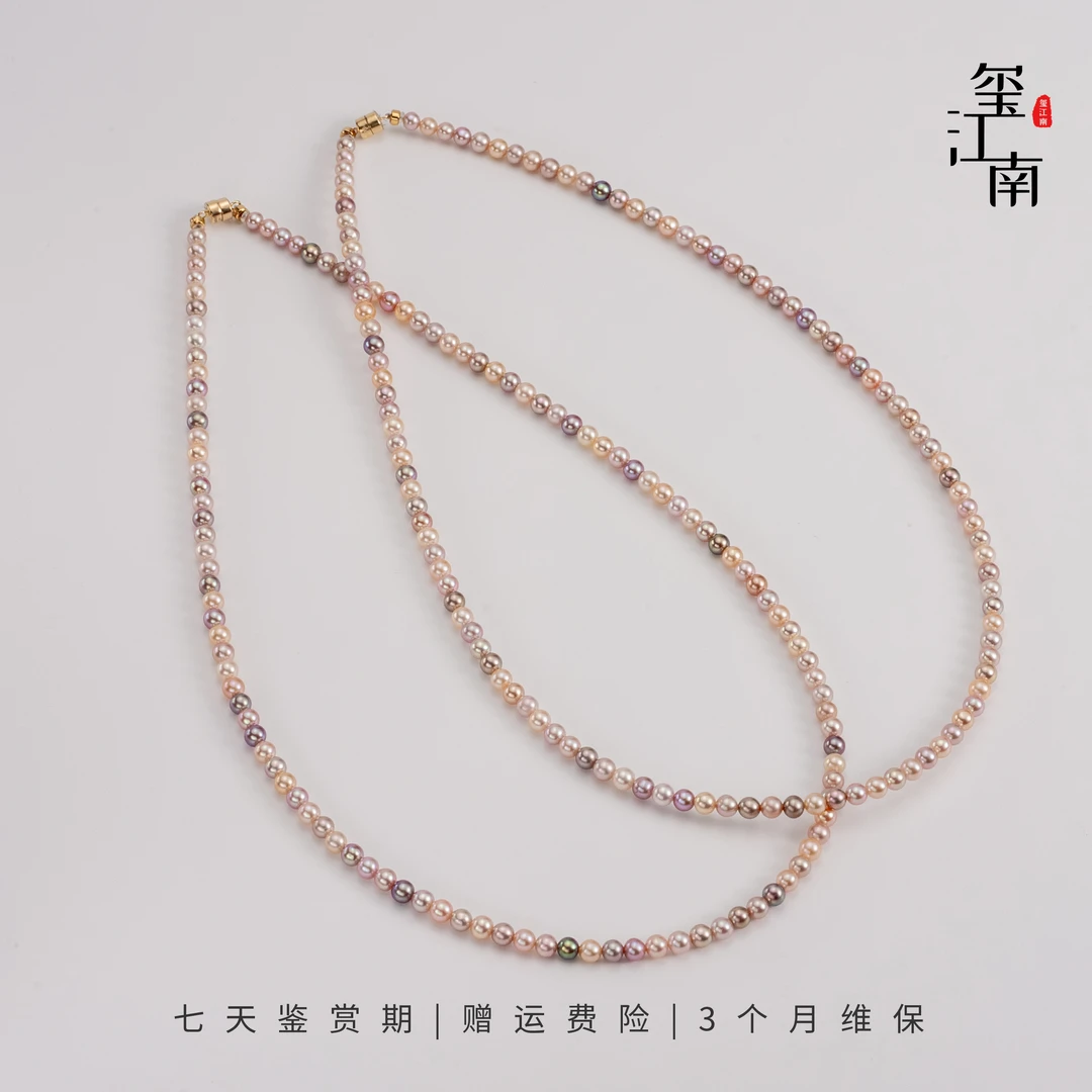 糖果小彩云｜淡水baby珍珠正圆项链14K金3.5-4.5mm多样性发1FX0190