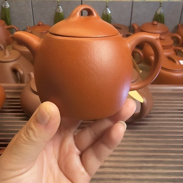 紫砂茶杯全手工秦权150cc朱泥微瑕