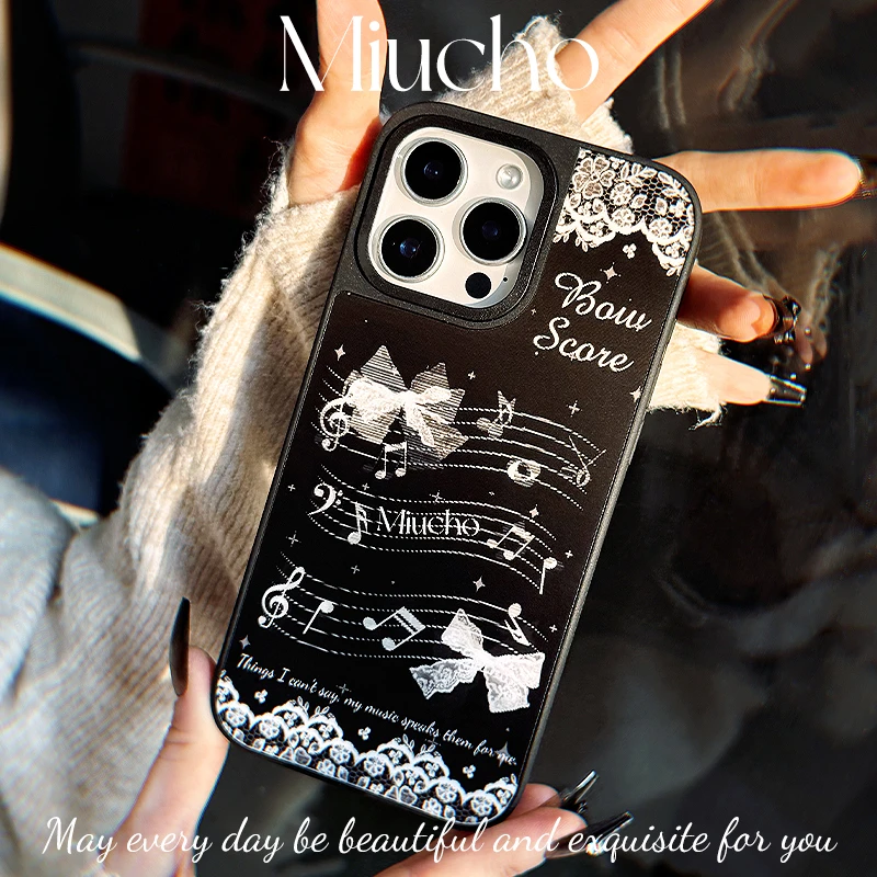 音符变化蝴蝶结手机壳上下变幻炫酷暗黑创意设计适用1果16ProMax