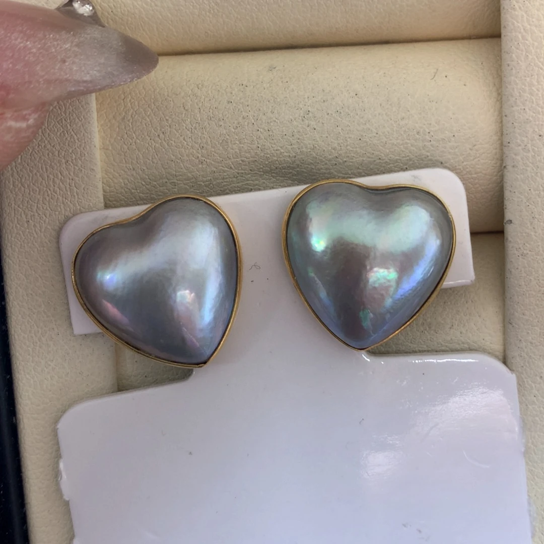 拼合珍珠（马贝珠）耳饰银S925镶嵌