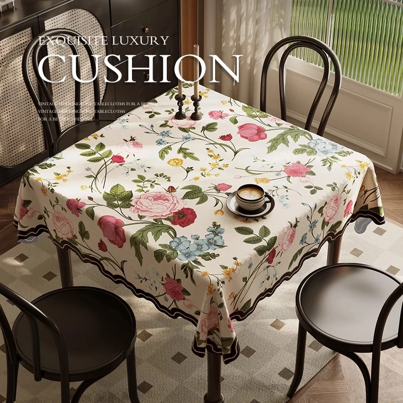 美式正方形桌布麻感布艺茶几盖布防水防烫餐桌垫轻奢高级感茶几布