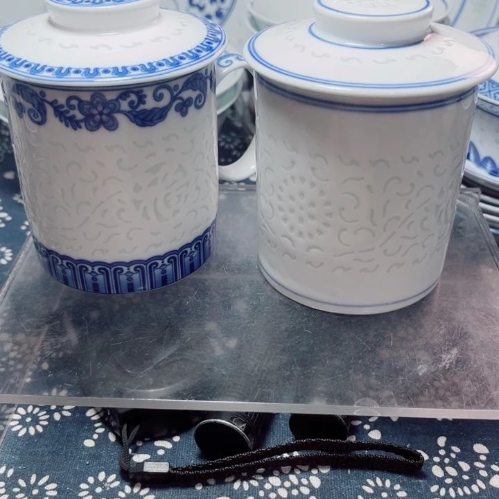 青花玲珑满雕办公杯青花素玲珑满雕各一个徐****』