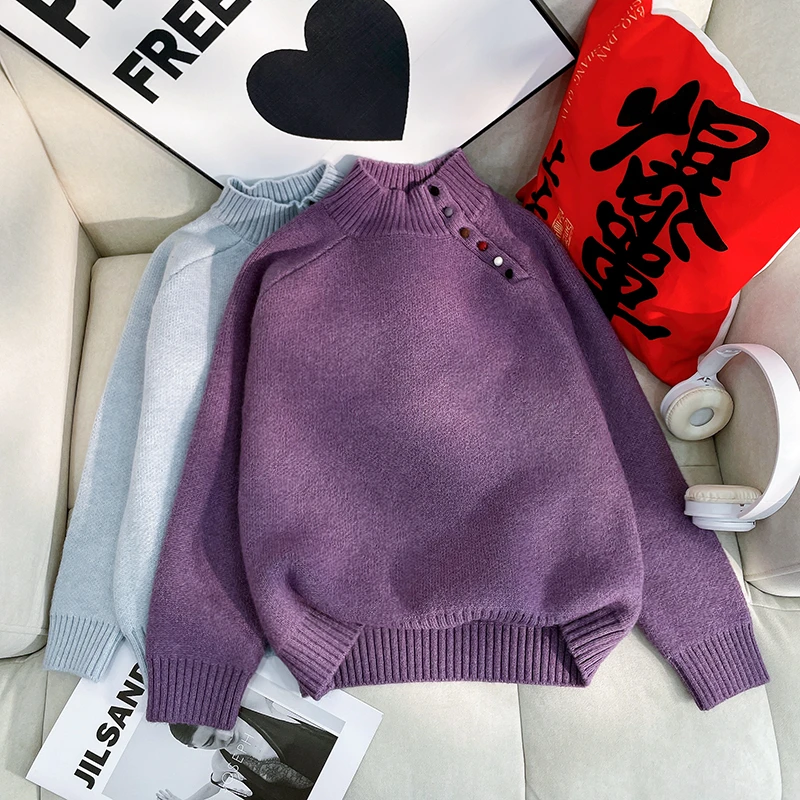 女童毛衣秋冬季新款洋气时尚儿童针织保暖休闲上衣zb5133简约童品