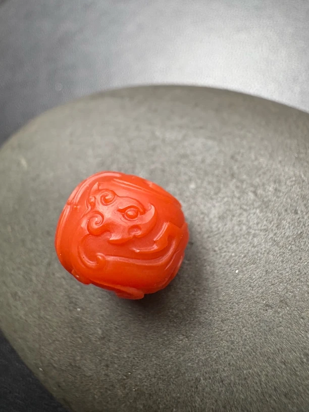 天然南红原矿老型纹珠柿子红玛瑙文玩佛珠配饰