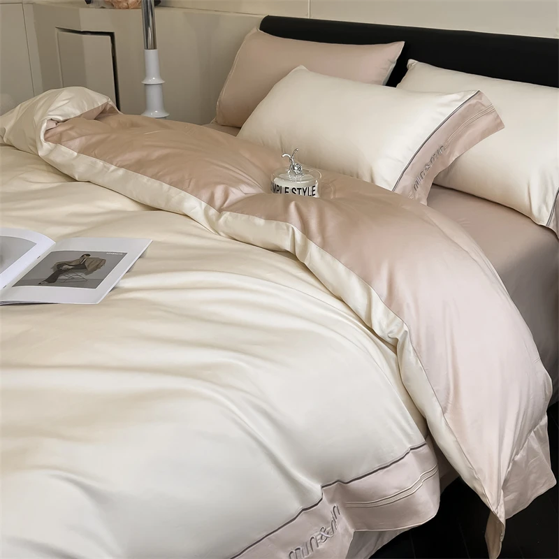 高支高密四件套纯棉100全棉床上轻奢高级感被套床单三件套床笠款4