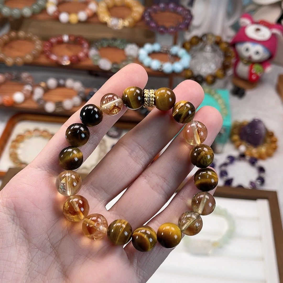 水晶手串未镶嵌虎眼黄塔晶