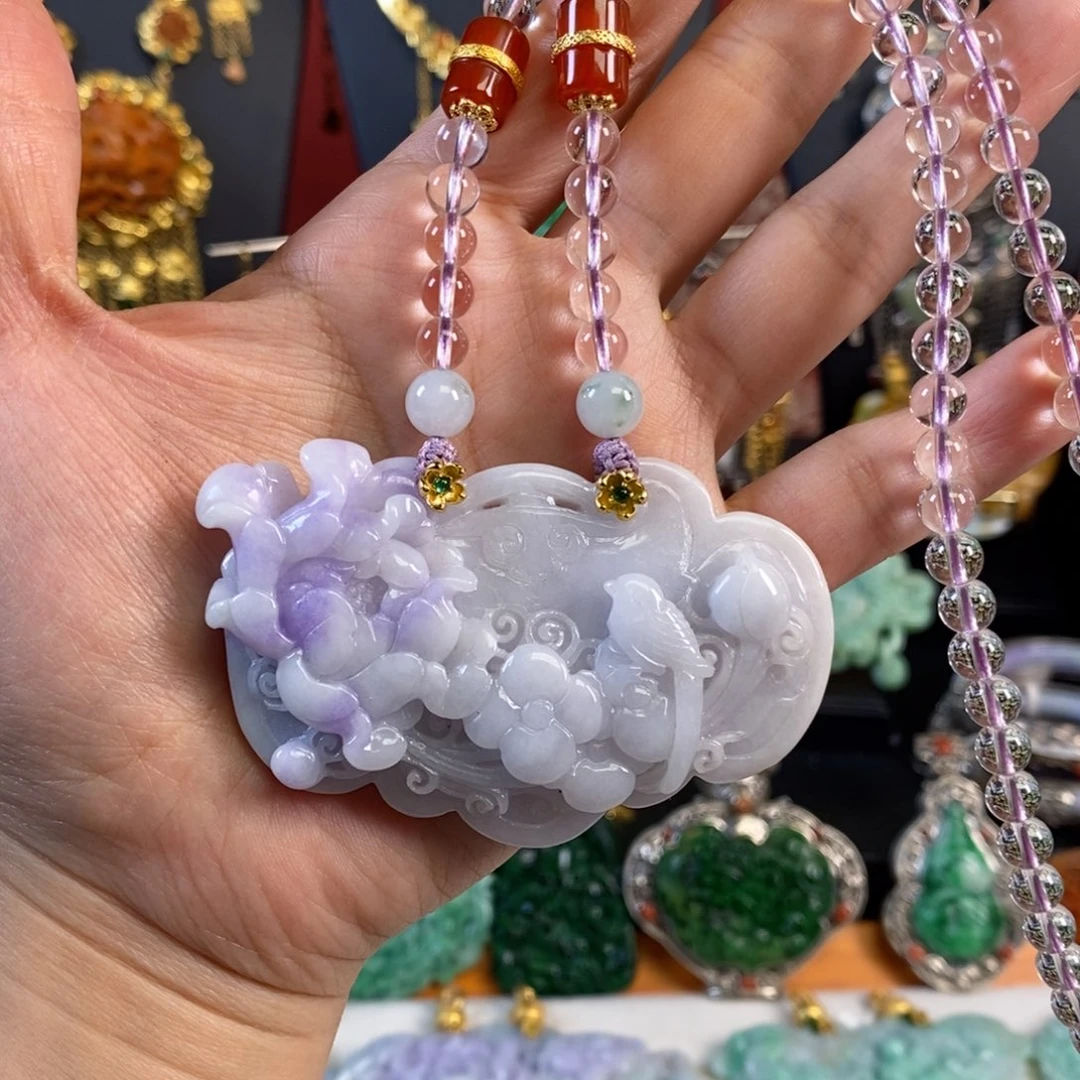 翡翠颈饰未镶嵌喜上眉梢吊坠 炸价