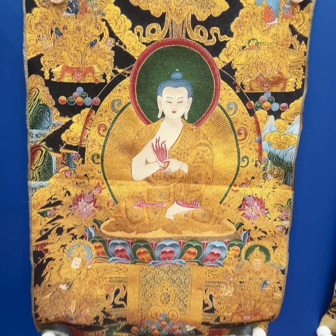 专***！卷轴画唐卡丝绢弥勒佛