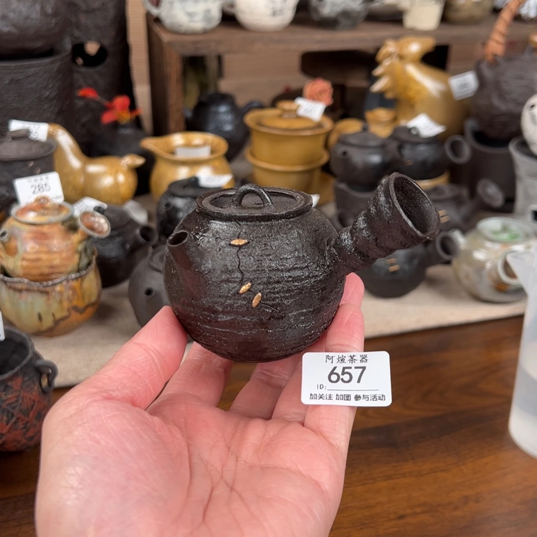 657南蛮侘寂锔钉侧把壶