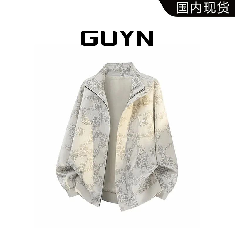 【品牌现货】GUYN新款韩版夹克男春秋宽松休闲百搭外套时尚潮流上衣