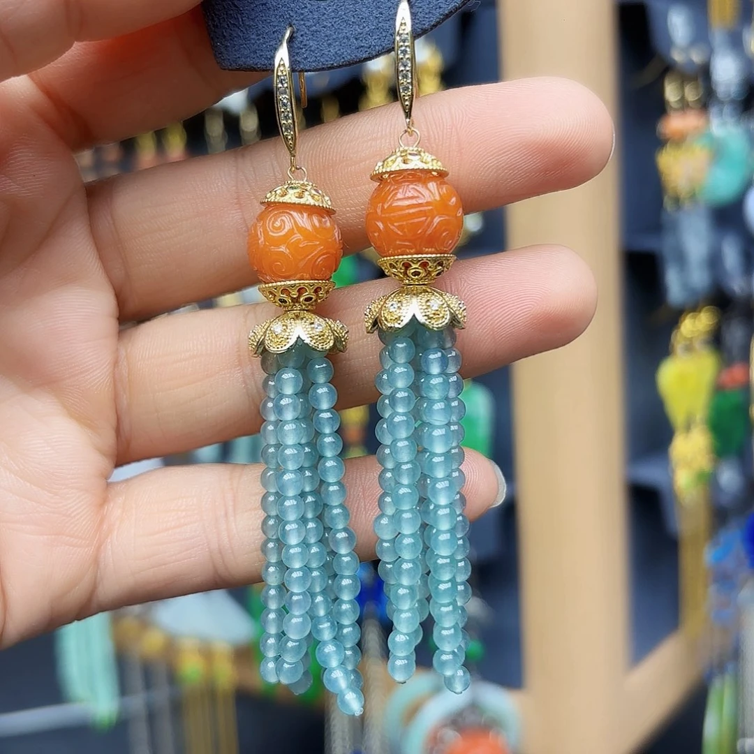 芳***度翡翠未镶嵌耳饰耳坠