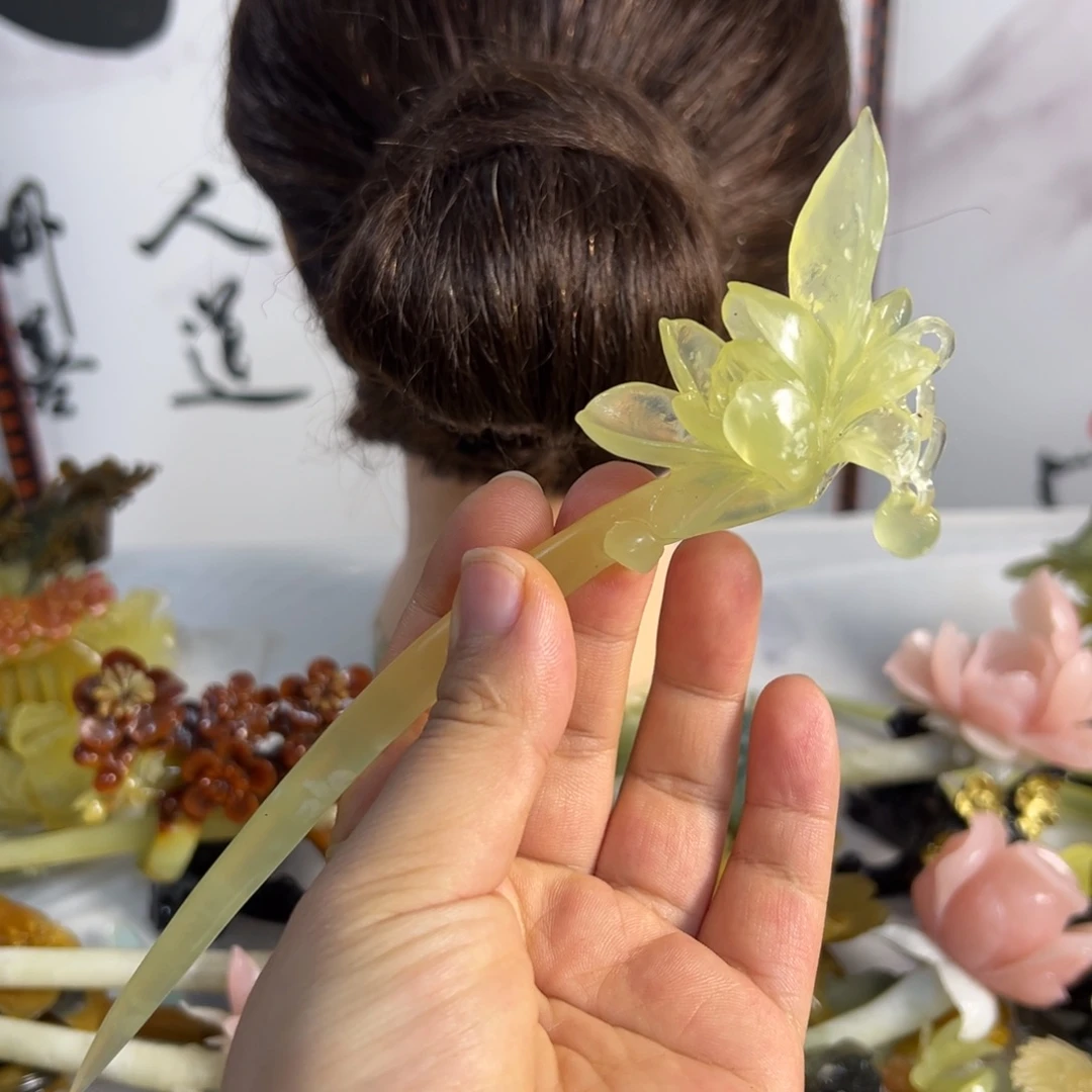 定制蛇纹石玉毛货发饰