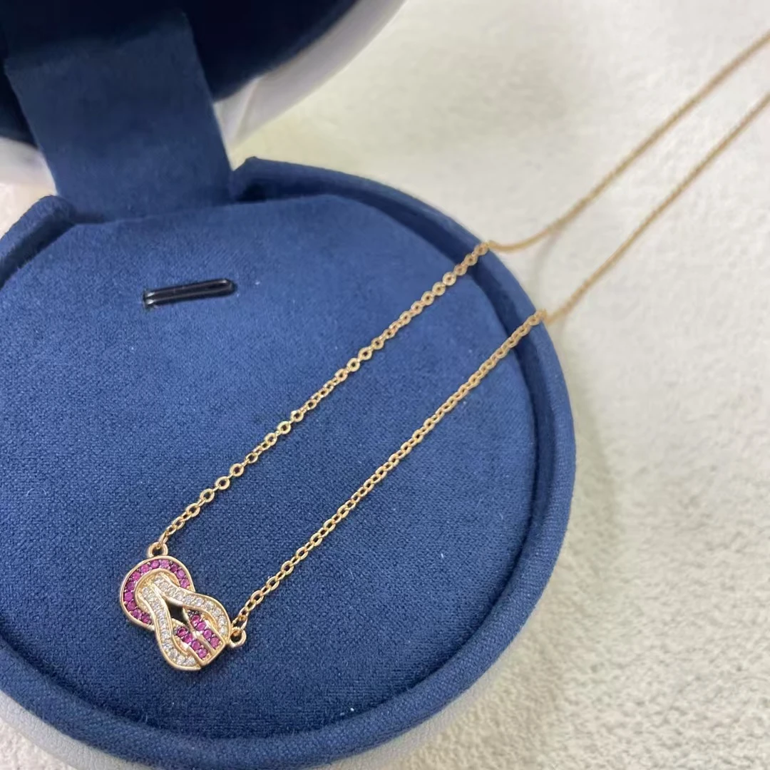 粉色发财扣项链 140