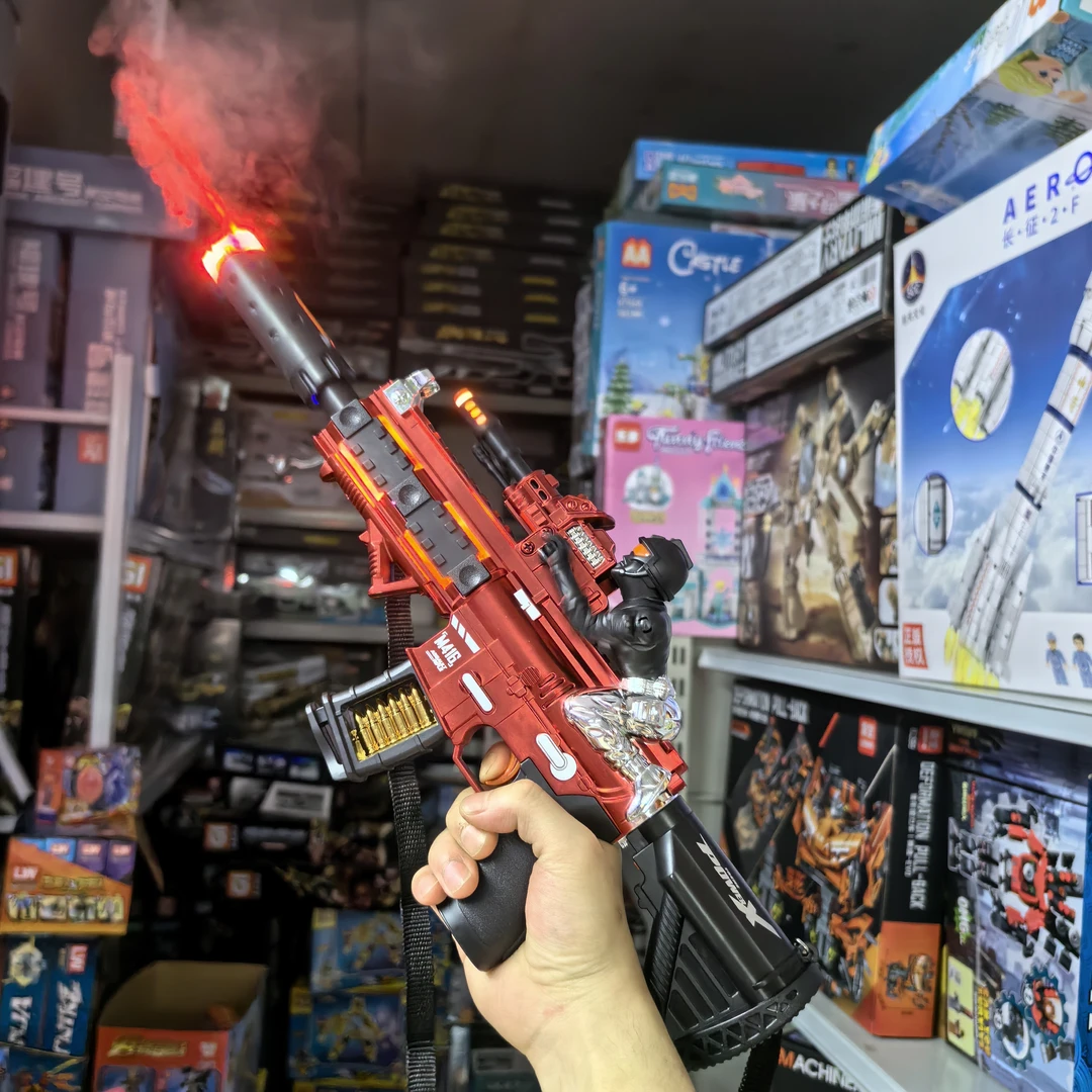 儿童大号儿童电动玩具枪声光震动玩具枪逼真喷雾炫酷冲锋枪玩具