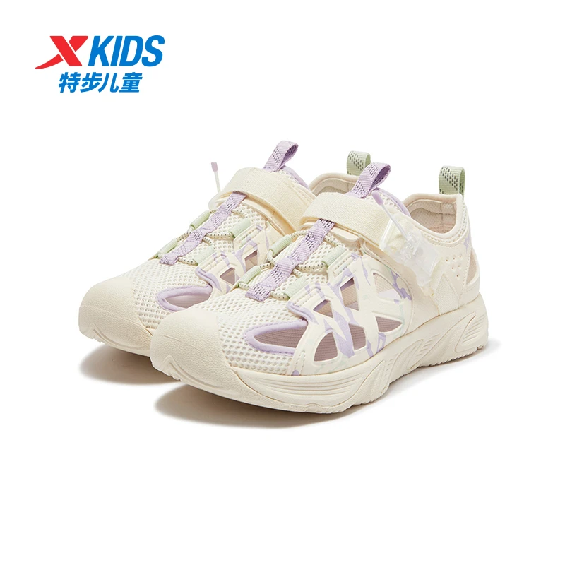 特步儿童冬季新款包头凉鞋女童透气软底防滑沙滩鞋675214509111