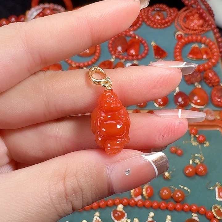 南红玛瑙银S925镶嵌吊坠