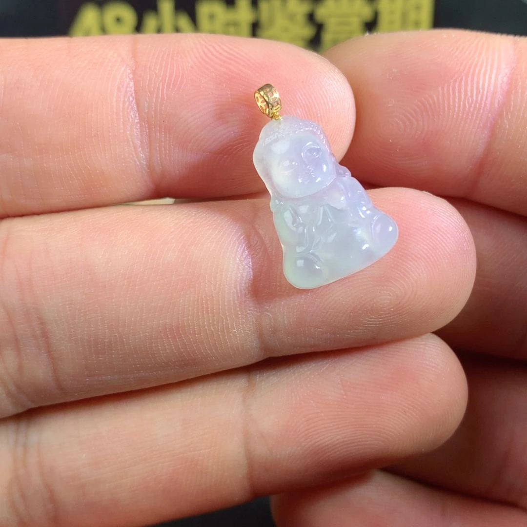 翡翠18K金镶嵌颈饰宝宝佛