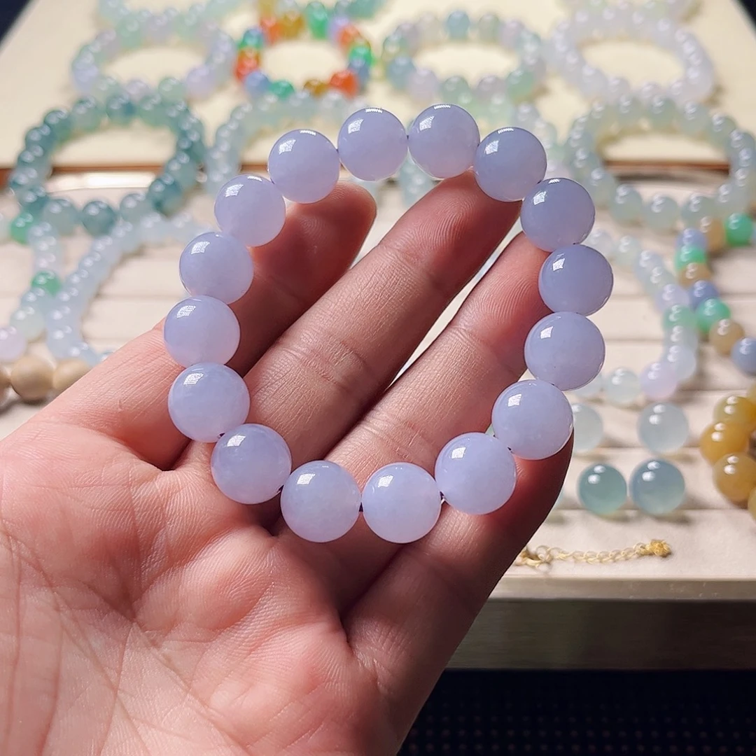 翡翠未镶嵌手链大卡紫罗兰