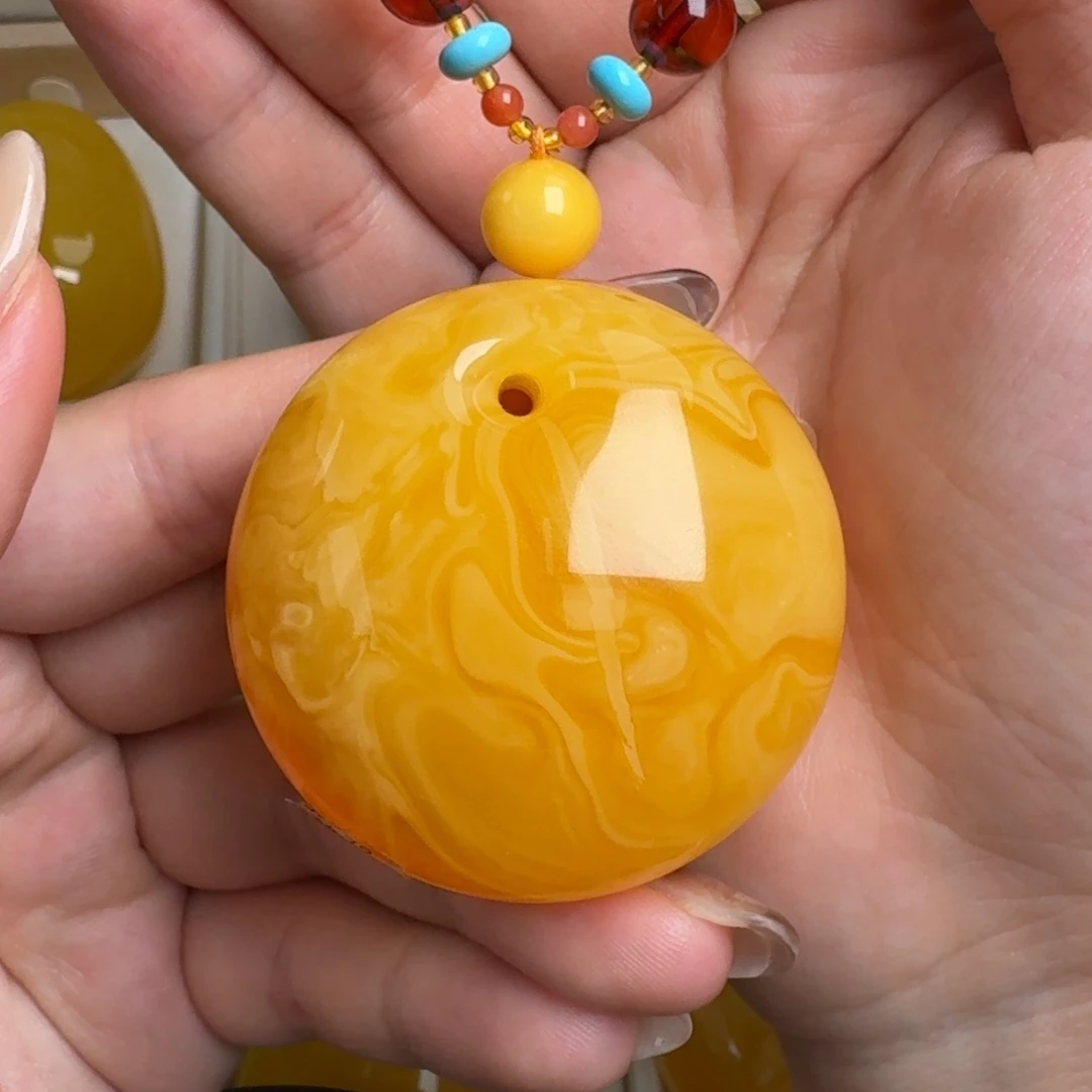 蜜蜡未镶嵌毛衣链无优化无烤色无补胶无覆膜无辐照无煮蜜