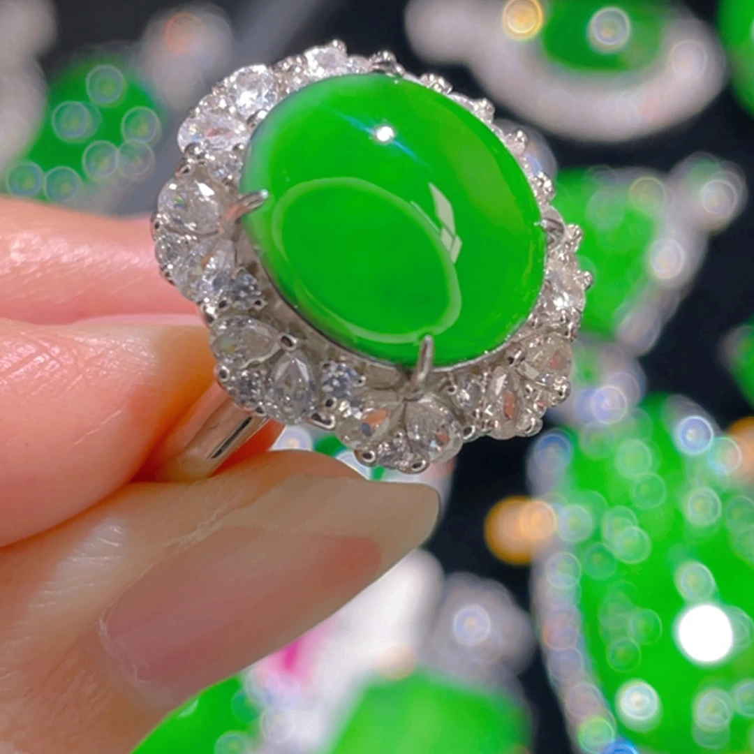 翡翠戒指银S925镶嵌111111111111