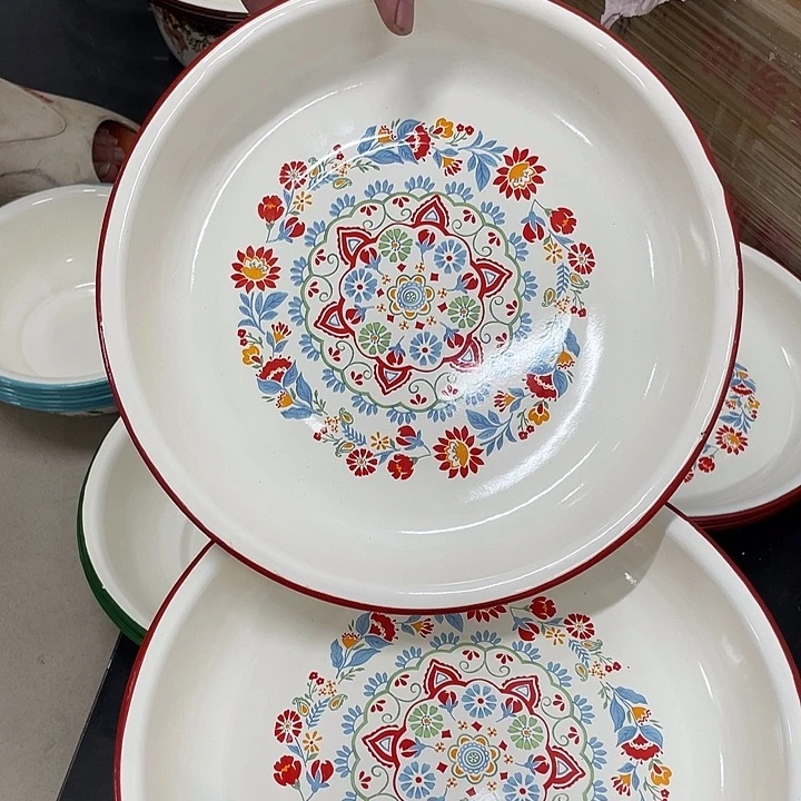 搪瓷26公分珐琅搪瓷特厚茶盘小红花1个