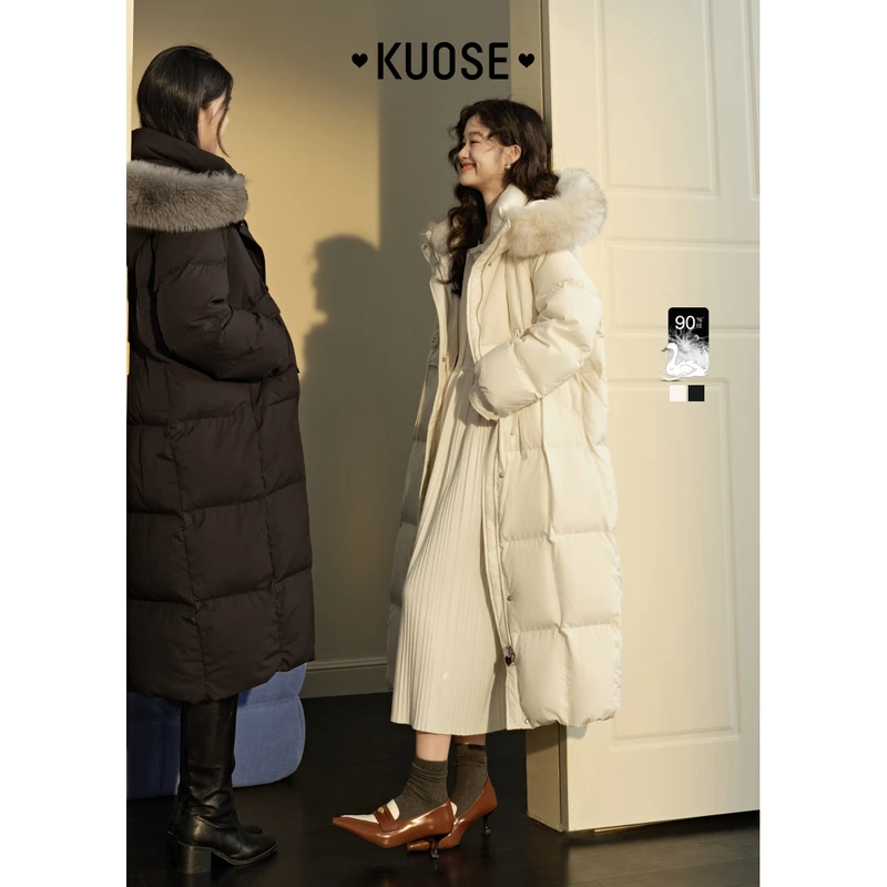 【雪山之下】阔色毛领羽绒服白鸭绒2025秋冬新款连帽外套KSY2409007