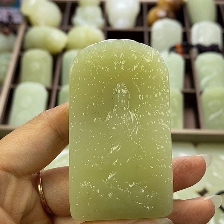 昆仑石双面观音牌