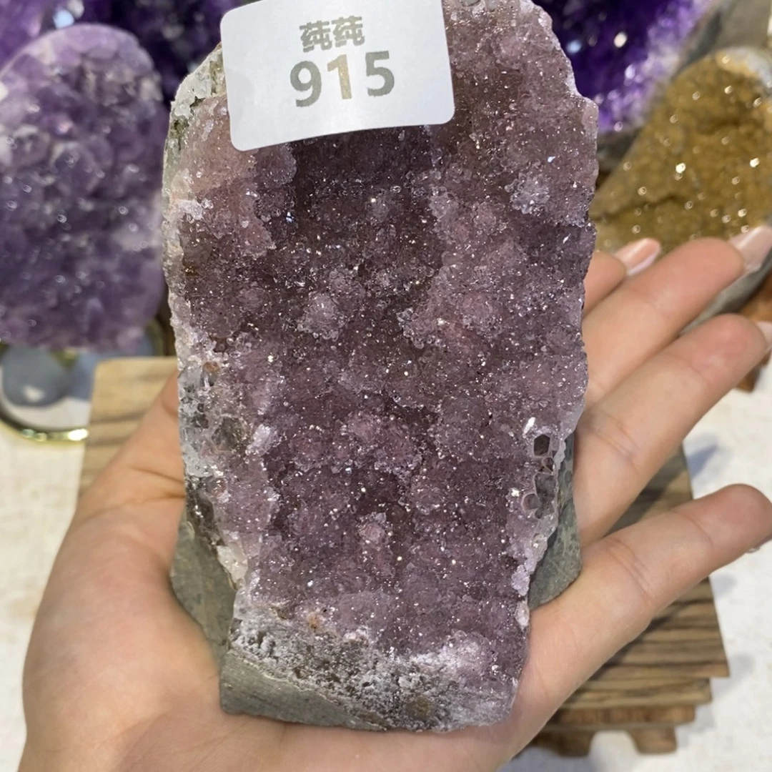 未镶嵌大型摆件（非配饰）紫晶粉色砂糖花花