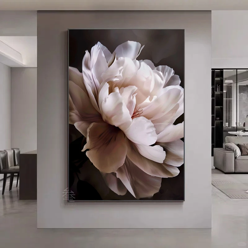 芳华客厅挂画玄关背景墙沙发背景墙餐厅轻奢壁画花卉砂岩装饰画