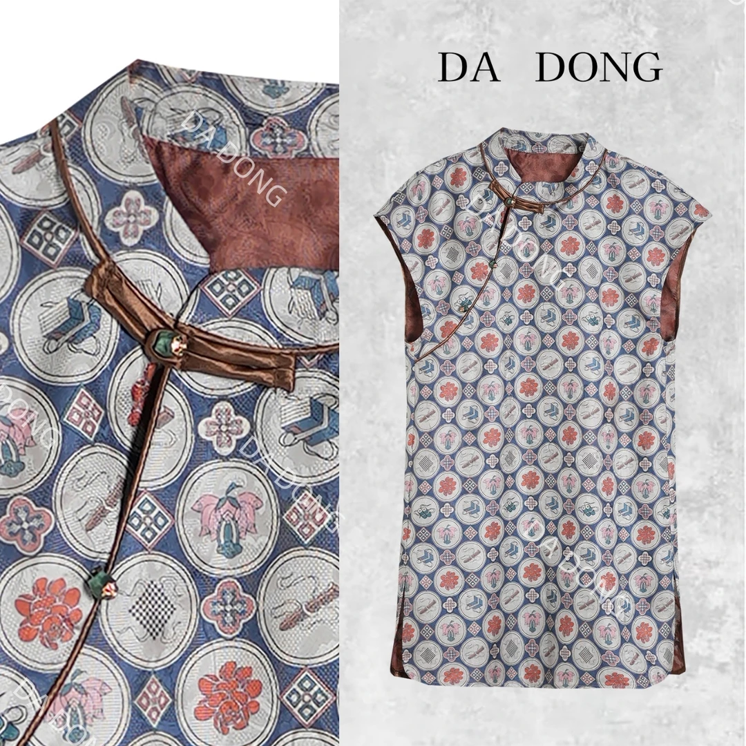 文房四宝--新中式国风气质洋气女士碎花夏季复古设计师显瘦连衣裙