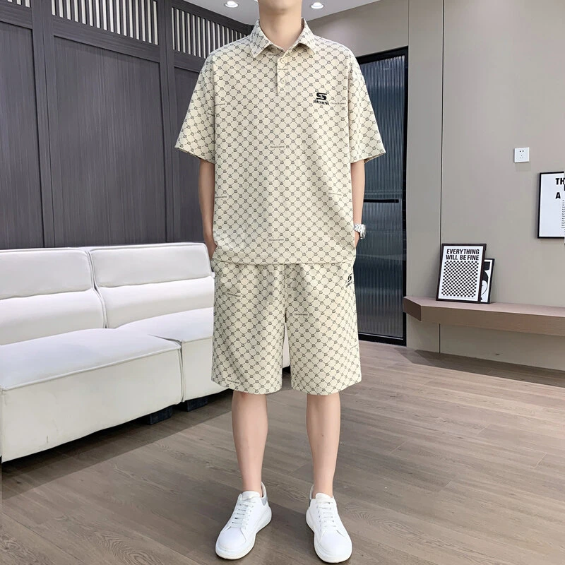 欧版潮牌男士T恤短袖套装休闲2025夏季新款男装短裤一套搭配帅气