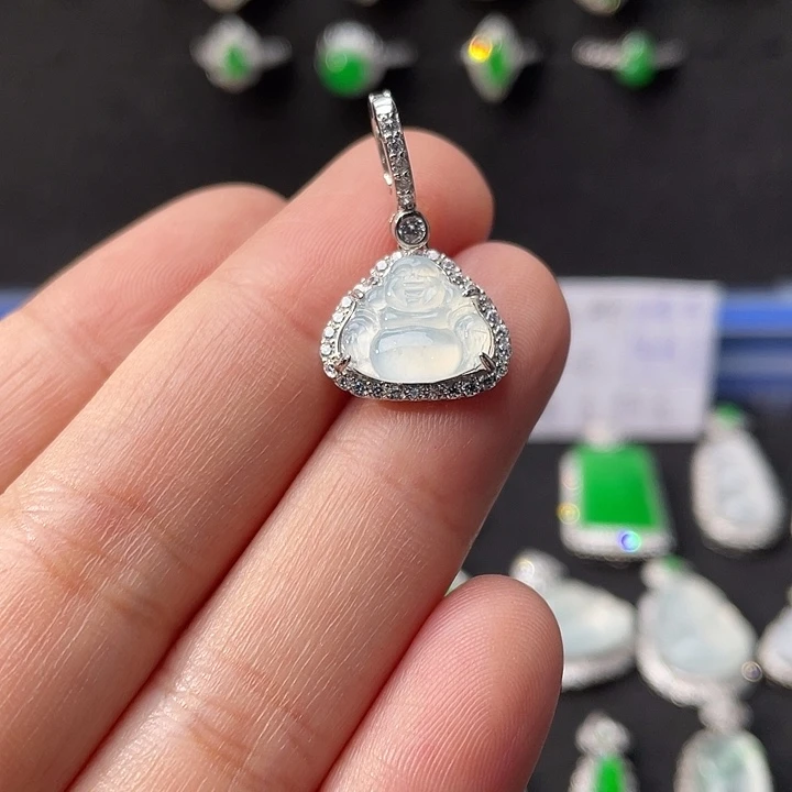 翡翠银S925镶嵌吊坠(不含链)