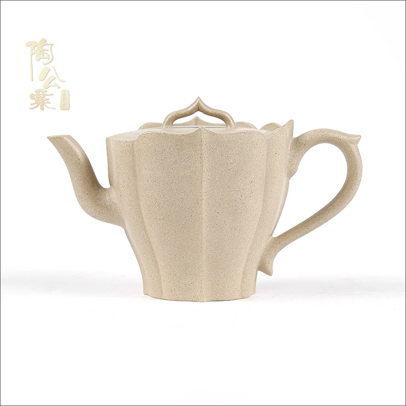 陶公粟吴国仙原矿白段泥《幽兰》270cc内推手制精美紫砂壶中容量