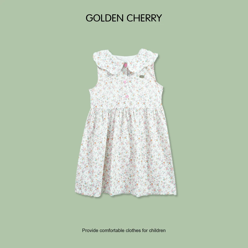 【金樱桃 Golden cherry】小童碎花满印三粒扣洋气连衣裙567142